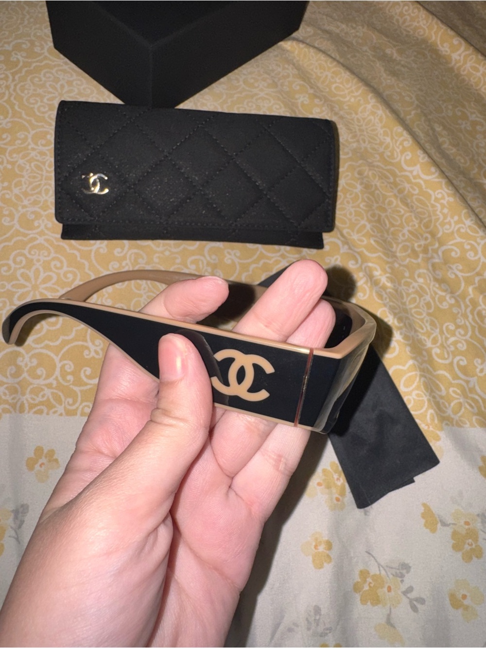 Chanel shield sunglasses brown and black